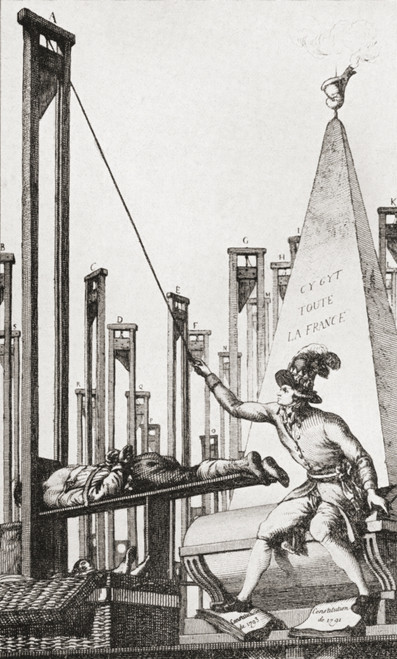 Cartoon showing Robespierre guillotining the executioner after having ...