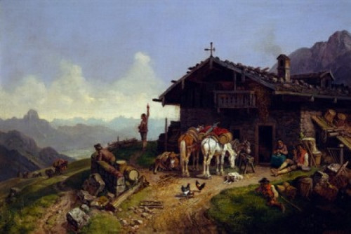 Mountain Cabin by Heinrich Burkel   painted image   Poster Print - Item # VARSAL900143315