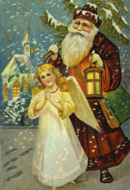 Santa with Angel    Nostalgia Cards Poster Print - Item # VARSAL9801167