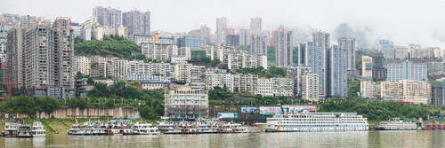 Boats in Yangtze River with skyscrapers in the background, China Poster Print - Item # VARPPI168280