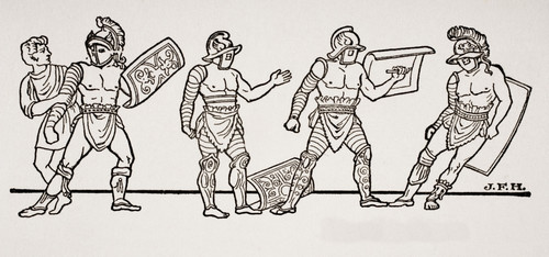 Gladiators, From A Wall Painting At Pompeii, From The Book The Outline Of History By H.G.Wells Volume 1, Published 1920. PosterPrint - Item # VARDPI1857216