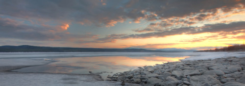 Sunset Over The Ice Of Teslin Lake, Yukon PosterPrint - Item # VARDPI2046360