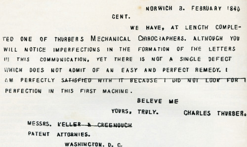 Facsimile Of Part Of The First Letter Ever Typewritten, Executed On The Thurber Machine In 1840. From The Strand Magazine Published 1897. PosterPrint - Item # VARDPI2220874