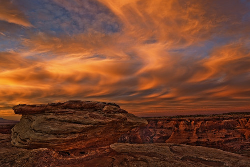 Vibrant Sunset Over The Rim Of Canyon De Chelley And Natural Rock Formation, Arizona. PosterPrint - Item # VARDPI2037302