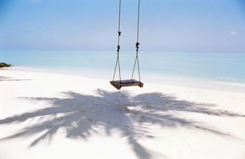 Beach swing and shadow of palm tree on sand Poster Print by Panoramic Images (24 x 16) - Item # PPI136290