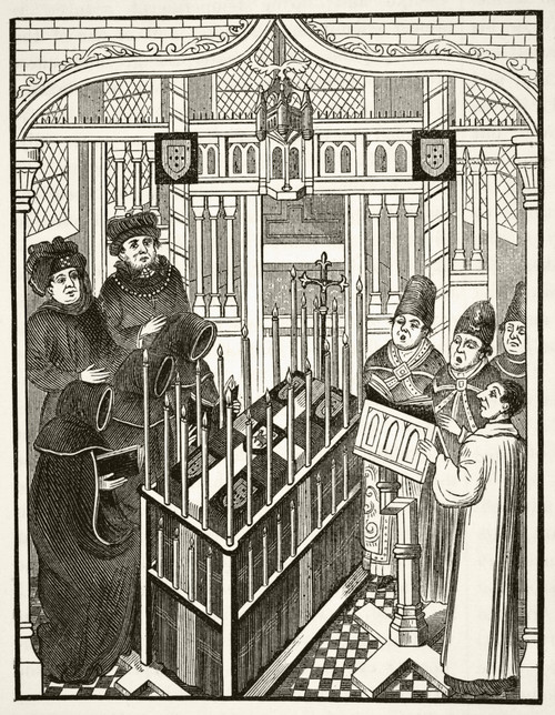 Fifteenth Century Funeral Ceremony For An Important Person. From The National And Domestic History Of England By William Aubrey Published London Circa 1890 PosterPrint - Item # VARDPI1855773