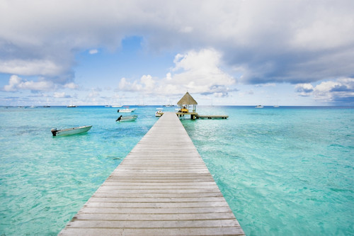 French Polynesia, Tuamotu Isalnds, Rangiroa Atoll, Pier On The Ocean. PosterPrint - Item # VARDPI1975877