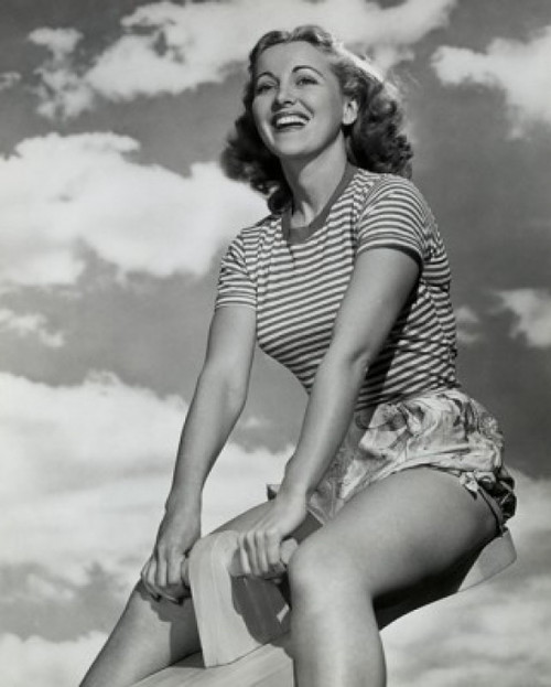 Low angle view of young woman sitting on seesaw Poster Print - Item # VARSAL25542147