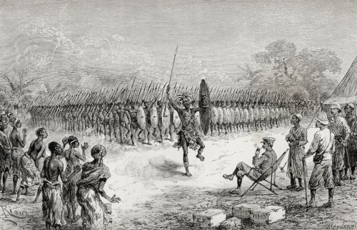 Sir Henry Morton Stanley Watching A Phalanx Dance By Mazamboni's Warriors At Usiri, Africa, During His Emin Pasha Relief Expedition, 1886 To 1889. From In Darkest Africa By Henry M. Stanley Published 1890. PosterPrint - Item # VARDPI1958642