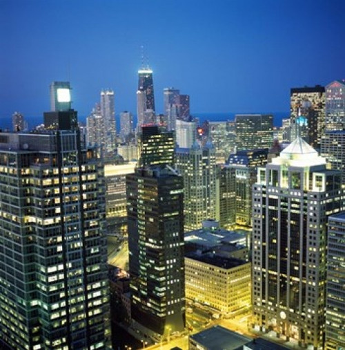 Dusk in Chicago Poster Print by Panoramic Images (12 x 13) - Item # PPI79768