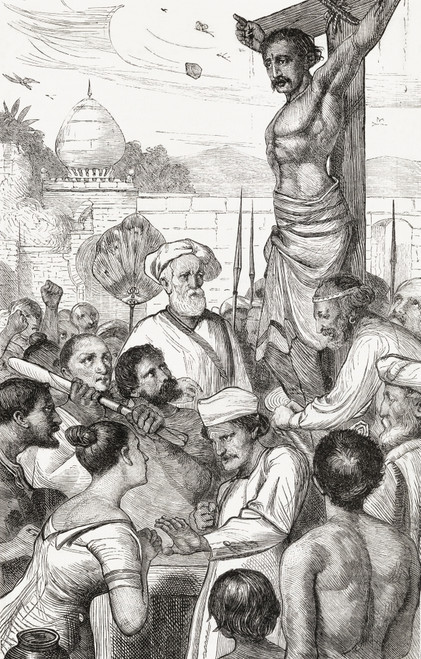 A Karen Martyr, From Burmah, Being Crucufied. From The Book Of Martyrs By John Foxe, Published C.1865. PosterPrint - Item # VARDPI1958682