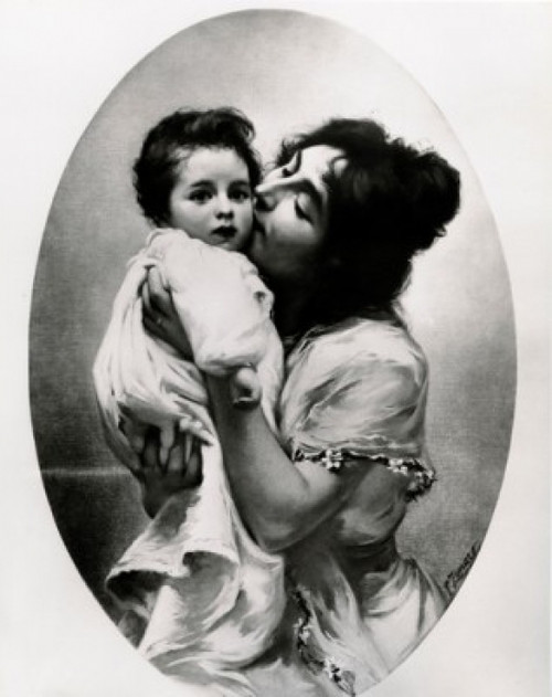 Mother Kissing Child by unknown artist  late 1800s Poster Print - Item # VARSAL995181