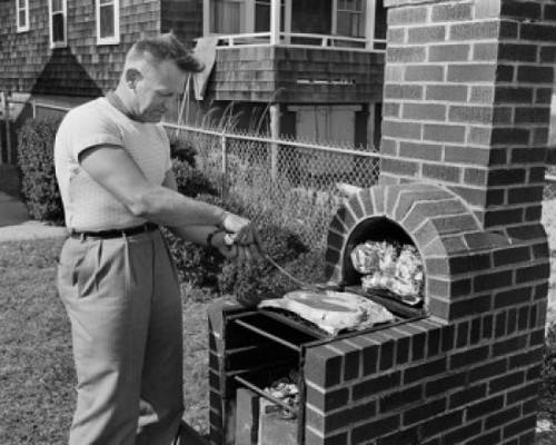 Man cooking barbecue Poster Print - Item # VARSAL255422742