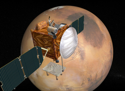 Mars Telecommunications Orbiter in flight around Mars Poster Print - Item # VARPSTSTK202073S