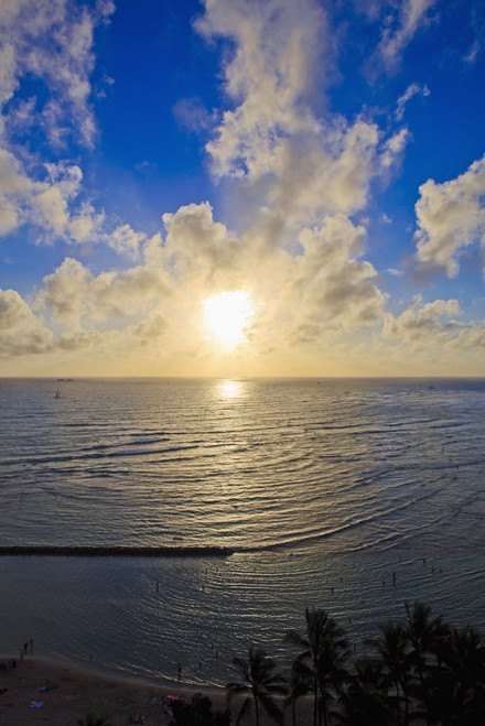 Hawaii, Oahu, Sunset over Waikiki Beach and ocean. PosterPrint - Item # VARDPI2116156