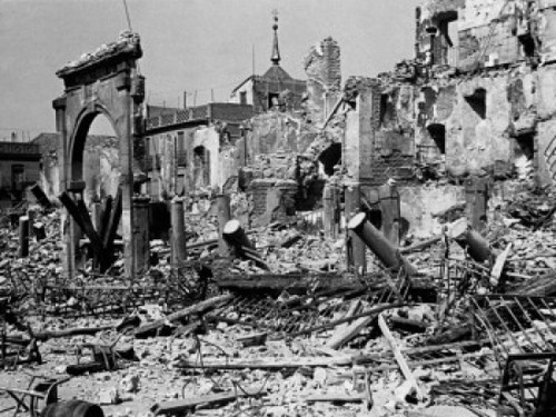 Damaged buildings during a war  Spanish Civil War  Toledo  Spain  1939 Poster Print - Item # VARSAL9902009