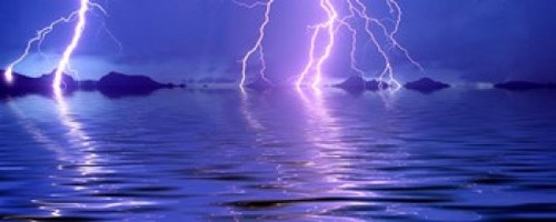 Lightning over the sea Poster Print by Panoramic Images (30 x 12) - Item # PPI91469