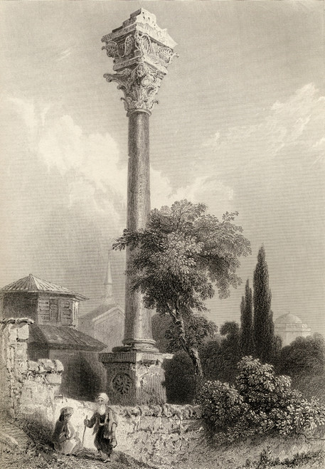 Column Of Marcian, (Time Of The Lower Empire) Istanbul, Turkey. Engraved By H. Adlard After W.H. Bartlett. PosterPrint - Item # VARDPI1857167