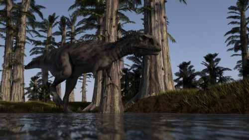 Majungasaurus hunting for food in a prehistoric environment Poster Print - Item # VARPSTKVA600796P