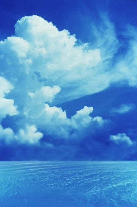 White clouds in dark blue sky over rippling water Poster Print by Panoramic Images (24 x 36) - Item # PPI118022