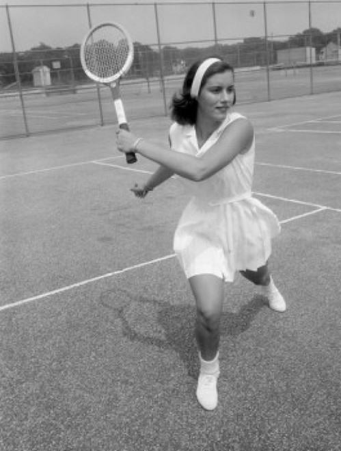 Young attractive woman playing tennis at tennis court Poster Print - Item # VARSAL255421956