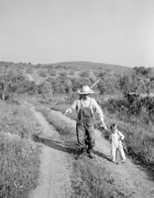 Father and son walking through footpath Poster Print - Item # VARSAL255424447