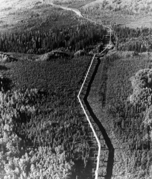 High angle view of an oil pipeline passing through a landscape  Trans Alaska Pipeline  Alaska  USA Poster Print - Item # VARSAL25544731