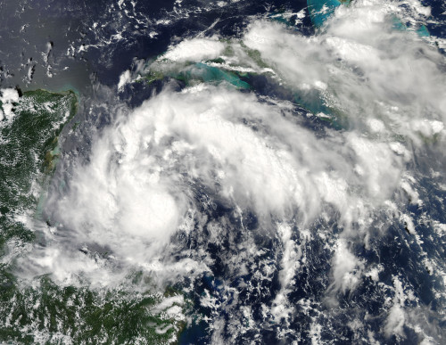 September 14, 2010 - The birth of Tropical Storm Karl over the northwest Caribbean Sea. Tropical Storm Karl made landfall on September 15, 2010, along the southeast coast of the Yucatan Peninsula Poster Print - Item # VARPSTSTK203443S
