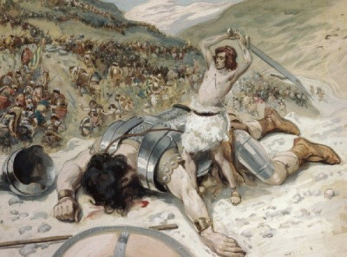 David Cuts off the Head of Goliath  James Tissot  Watercolor  Jewish Museum  New York Poster Print - Item # VARSAL999233