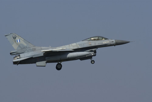 An F-16C Fighting Falcon of the Hellenic Air Force in flight over Florennes, Belgium Poster Print - Item # VARPSTRVP100019M