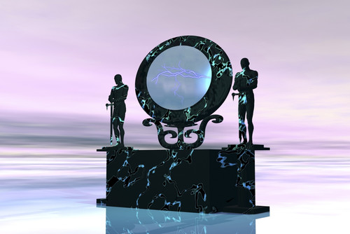 Statues stand near a dimensional portal to another universe Poster Print - Item # VARPSTCFR100109S