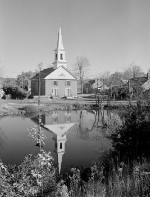 USA  New Hampshire  Harrisville  church with reflection in pond Poster Print - Item # VARSAL255422789
