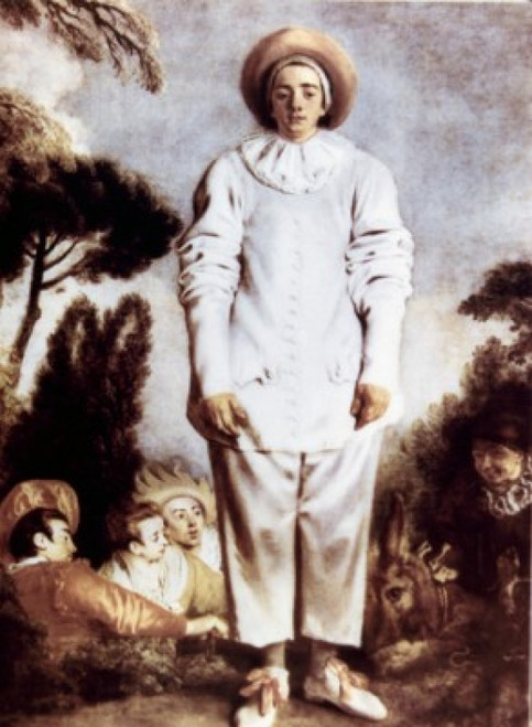 Commedia dell'arte player of Pierrot  traditionally identified as   Gilles   by Jean-Antoine Watteau  oil on canvas  1721  1684-1721  France  Paris  Musee du Louvre Poster Print - Item # VARSAL90064992