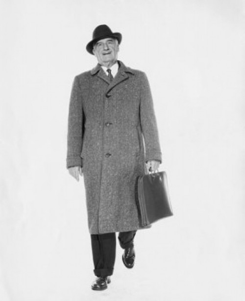 Studio portrait of businessman carrying briefcase Poster Print - Item # VARSAL25548153