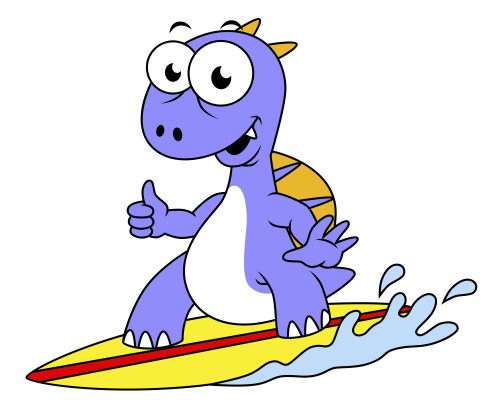 Illustration of a surfing Spinosaurus Poster Print - Item # VARPSTSTK600070P