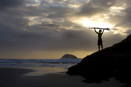 A Surfer On Muriwai Beach New Zealand PosterPrint - Item # VARDPI1829393
