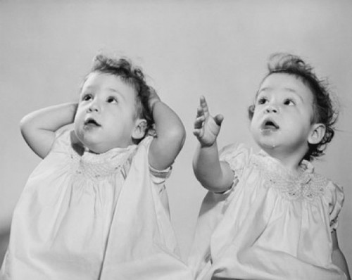 Close-up of twin sisters sitting together Poster Print - Item # VARSAL2559581
