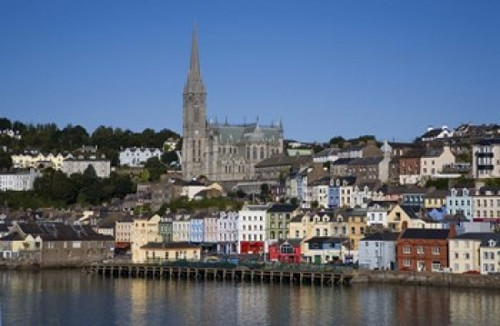 Immigrant Embarkation Harbour  Terraced Houses and St Colman's Cathedral  Cobh  County Cork  Ireland Poster Print by Panoramic Images (24 x 16) - Item # PPI113710