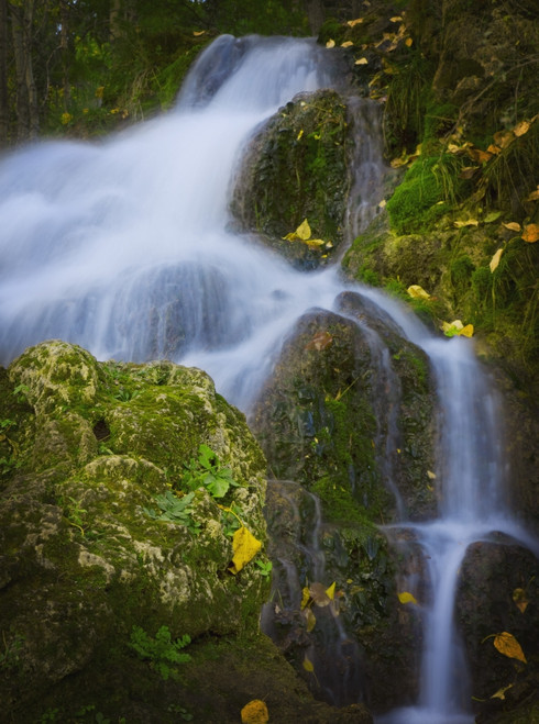 Alberta, Canada; A Waterfall Over Moss Covered Rocks PosterPrint - Item # VARDPI1874395