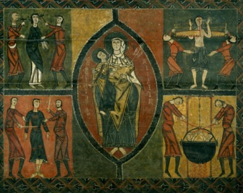 Altarpiece - Madonna and Child with the Martyrdom of Saints by artist unknown   Barcelona   Museu Nacional d'Art de Catalunya Poster Print - Item # VARSAL11582434