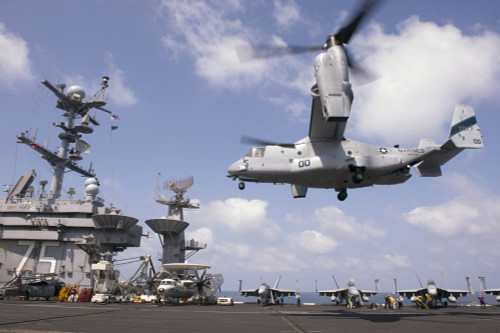 Gulf of Oman, October 15, 2013 - An MV-22 Osprey lands aboard the aircraft carrier USS Harry S. Truman. Poster Print - Item # VARPSTSTK108055M