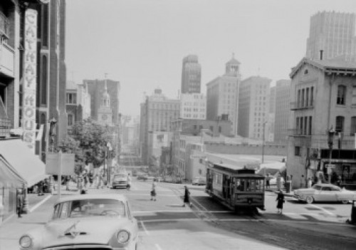 USA  California  San Francisco  Chinatown  Cable cars on California Street  car in foreground is on Grant Street Poster Print - Item # VARSAL255419899