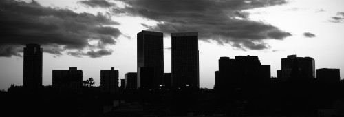 Silhouette of skyscrapers in a city, Century City, City Of Los Angeles, Los Angeles County, California, USA Poster Print - Item # VARPPI172628