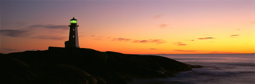 R.Watts; Sunset, Peggy's Cove Lighthouse, Ns PosterPrint - Item # VARDPI2070131