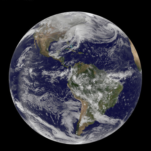 Satellite view of full Earth showing a powerful winter storm Poster Print - Item # VARPSTSTK204366S
