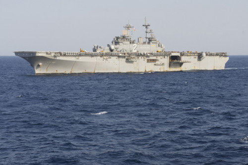 Pacific Ocean, April 6, 2012 - The amphibious assault ship USS Essex is underway alongside amphibious assault ship USS Bonhomme Richard. Poster Print - Item # VARPSTSTK105881M