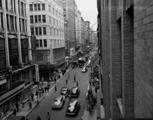 USA  Massachusetts  Boston  Street scene  high angle view Poster Print - Item # VARSAL255423871