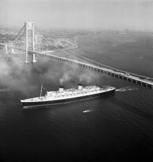 USA  New York City  Cruise ship passing under Verrazano-Narrows Bridge Poster Print - Item # VARSAL2551777