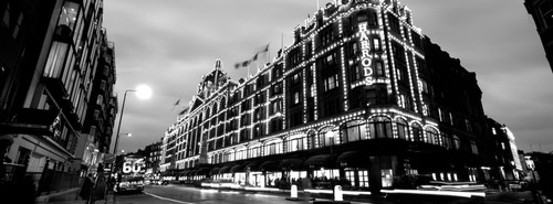 Low angle view of buildings lit up at night, Harrods, London, England Poster Print - Item # VARPPI171616