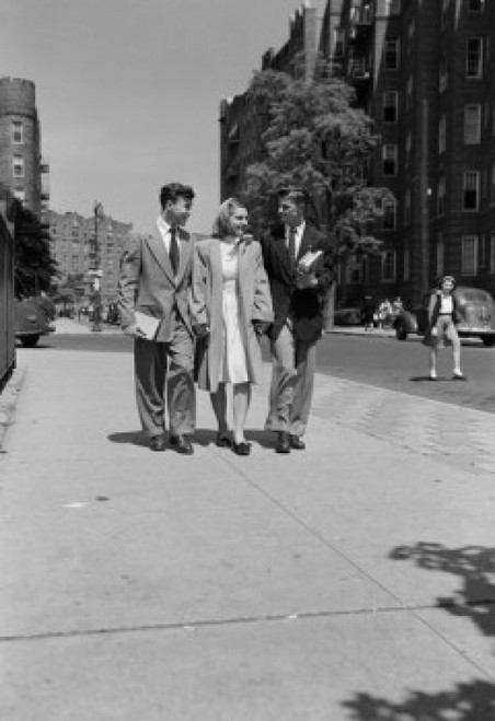 Three students walking side by side in street Poster Print - Item # VARSAL255422987A